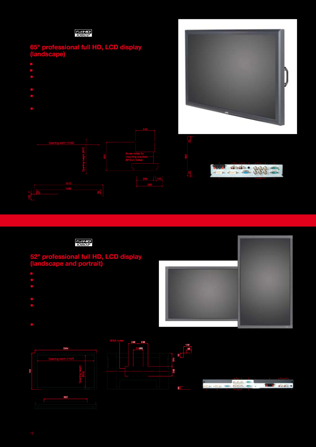 JVC GD-F52L1, CO-46LCD-BD, GD-F65L1, GD-F46L1, GM-H40L2 GD-F65 L1, GD-F52 L1, professional full HD, LCD display landscape 
